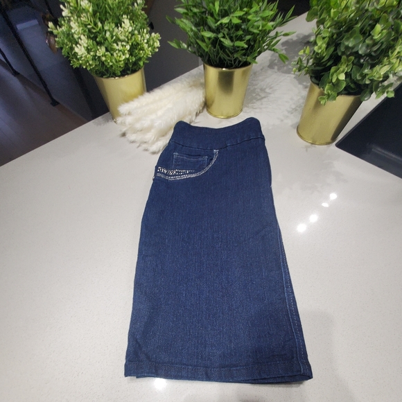 GOLDEN GILRS Superbe jupe en jeans extensible et confortable bleue foncée - Picture 7 of 7